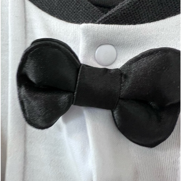 Cutest Little Tux - Baby Tuxedo Footie Outfit Bow Tie Wedding Tux Comfortable - Picture 3 of 11